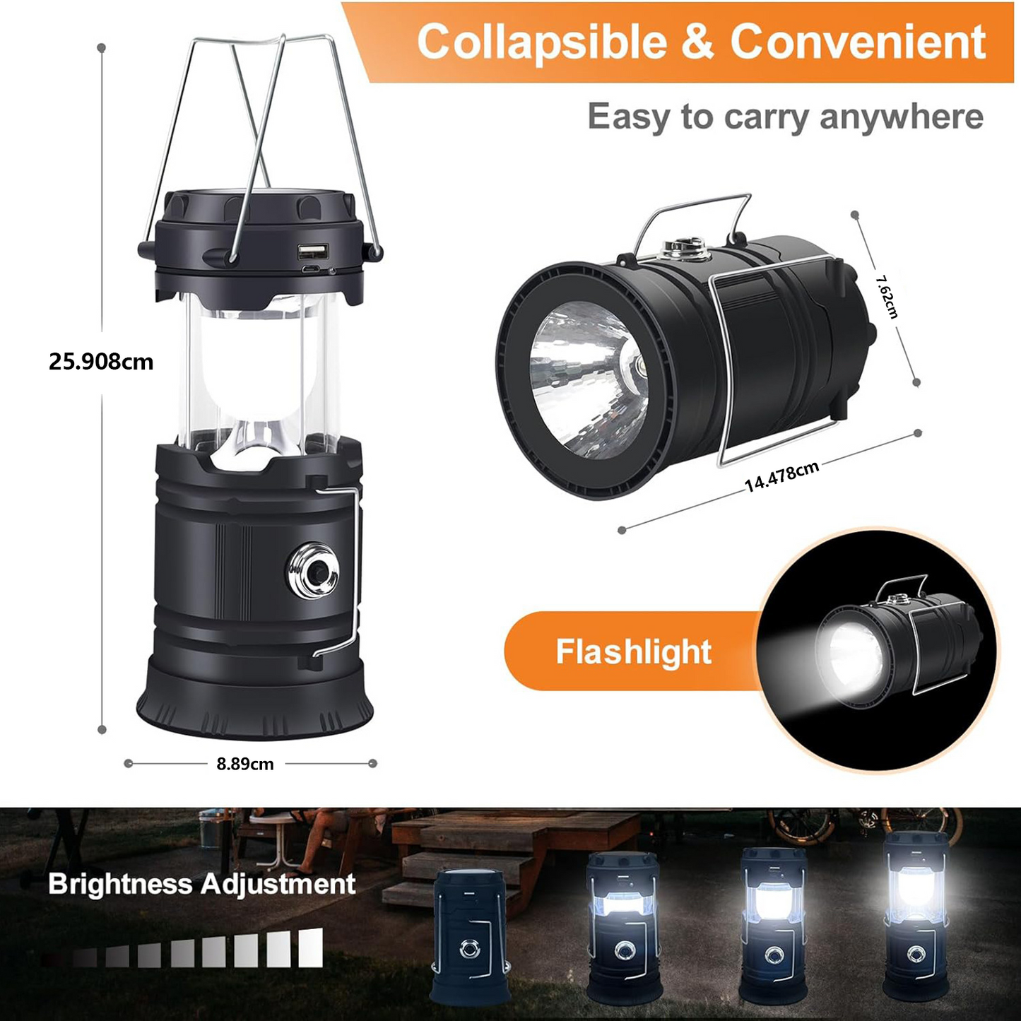 Camp Light Portable Solar USB Rechargeable Camping Lantern Hanging Solar-Powered Tent Light Outdoor Camp Light with USB Charging Rechargeable Torch Light for Camping Solar-Powered Hangable Tent Lamp Led Lighting